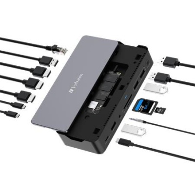 Dokkoló, 15 port, USB-C host, SSD bővítési lehetőség, VERBATIM "USB-C Pro CDS-15S"